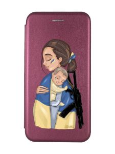 Чохол-книжка з малюнком для Xiaomi Redmi 9C/10A Бордовий :: Мама-захисниця (принт 20)