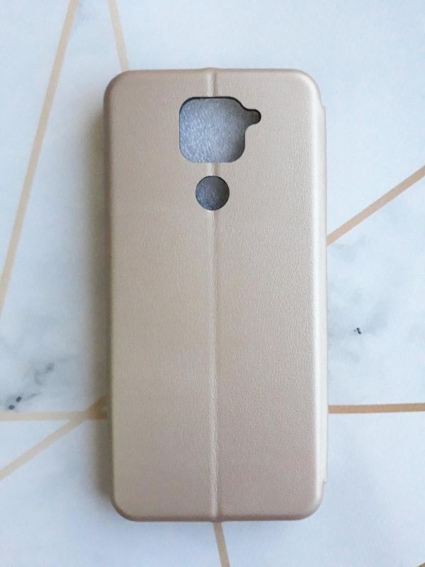 Чохол-книжка з малюнком на Xiaomi Redmi Note 9/10X Золотистий :: Дівчина на каві (принт 228)