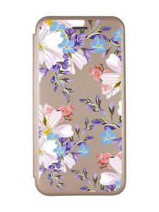 Чохол-книжка з малюнком на Xiaomi Redmi Note 9/10X Золотистий :: Квітковий малюнок (принт 272)