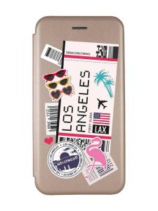 Чохол-книжка з малюнком на Xiaomi Redmi Note 9/10X Золотистий :: Подорожі. Лос-Анджелес (принт 328)