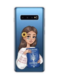 Прозорий чохол на Samsung Galaxy S10 Plus :: Дівчина з паспортом (принт 12)
