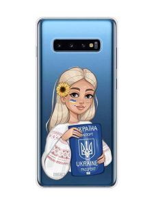 Прозорий чохол на Samsung Galaxy S10 Plus :: Дівчина з паспортом (принт 13)