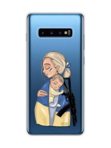 Прозорий чохол на Samsung Galaxy S10 Plus :: Мама-захисниця (патріотичний принт 21)