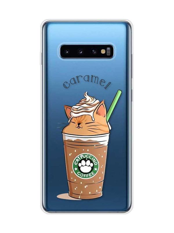 Прозорий чохол на Samsung Galaxy S10 Plus :: Капучіно котик (принт 97)