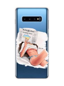 Прозорий чохол на Samsung Galaxy S10 Plus :: Дівчина з газетою (принт 31)