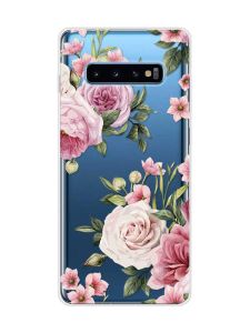 Прозорий чохол на Samsung Galaxy S10 Plus :: Рожеві квіти (принт 287)