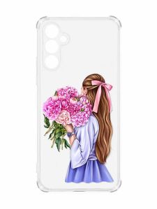 Чохол з потовщеними кутами на Samsung Galaxy A34 5G :: Дівчина з півоніями (принт 11)