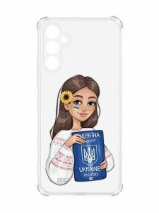 Чохол з потовщеними кутами на Samsung Galaxy A34 5G :: Дівчина з паспортом (принт 12)