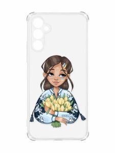 Чохол з потовщеними кутами на Samsung Galaxy A34 5G :: Дівчина з тюльпанами (принт 22)