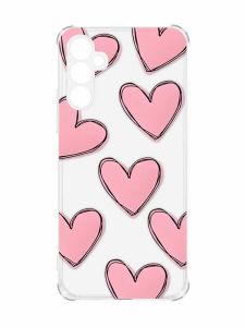 Чохол з потовщеними кутами на Samsung Galaxy A34 5G :: Сердечка рожеві (принт 78)