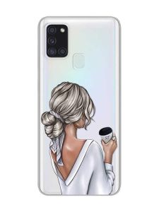 Прозорий чохол на Samsung Galaxy A21s  :: Дівчина з латте (принт 227)