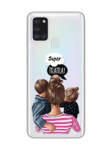 Прозорий чохол на Samsung Galaxy A21s  :: Супер Мама (принт 29)