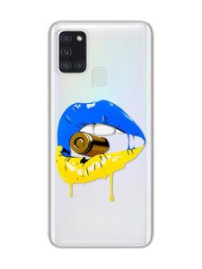 Прозорий чохол на Samsung Galaxy A21s  :: Губи і патрон (принт 264)