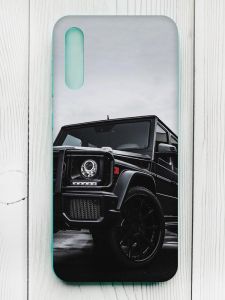 Матовий чохол з бірюзовими боками на Samsung Galaxy A50 (2019) A505/A30s :: Авто чорне (принт 234)