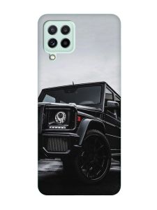 Матовий чохол з бірюзовими боками на Samsung Galaxy M32/M22/A22 4G :: Авто чорне (принт 234)