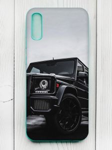 Матовий чохол з бірюзовими боками на Xiaomi Redmi 9А :: Авто чорне (принт 234)