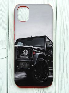 Матовий чохол з червоними боками на Samsung Galaxy A04E/A042 :: Авто чорне (принт 234)