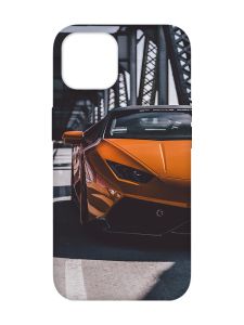 Матовий чохол з рожевими боками на  Apple iPhone 14 :: Авто помаранчеве (принт 237)