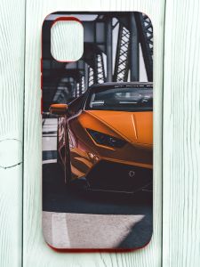 Матовий чохол з червоними боками на Samsung Galaxy A04E/A042 :: Авто помаранчеве (принт 237)