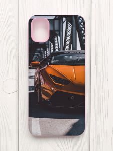 Матовий чохол з рожевими боками на Samsung Galaxy A04E/A042 :: Авто помаранчеве (принт 237)