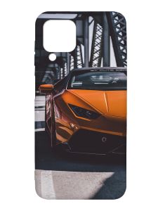 Матовий чохол з чорними боками на Samsung Galaxy A12 :: Авто помаранчеве (принт 237)