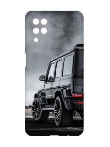 Матовий чохол з рожевими боками на Samsung Galaxy A12 :: Авто чорне (принт 235)