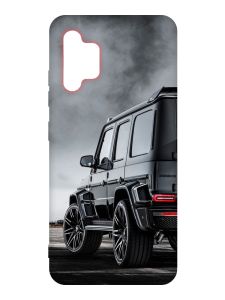 Матовий чохол з рожевими боками на Samsung Galaxy A32 :: Авто чорне (принт 235)