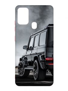 Матовий чохол з рожевими боками на Samsung Galaxy M30s/M21 :: Авто чорне (принт 235)