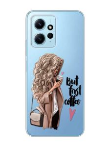 Прозорий чохол на Xiaomi Redmi Note 12 4G :: Дівчина з кавою (принт 114)