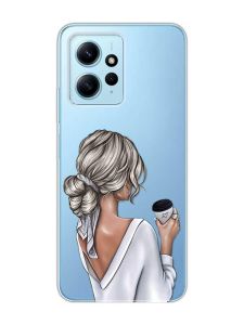 Прозорий чохол на Xiaomi Redmi Note 12 4G :: Дівчина з латте (принт 227)