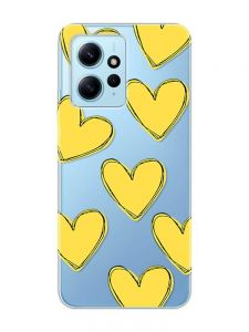 Прозорий чохол на Xiaomi Redmi Note 12 4G :: Сердечка жовті (принт 259)