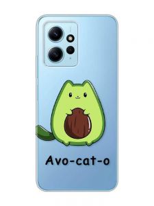 Прозорий чохол на Xiaomi Redmi Note 12 4G :: Котик Авокадо (принт 306)