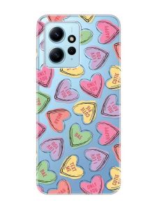 Прозорий чохол на Xiaomi Redmi Note 12 4G :: Сердечка з текстом (принт 333)