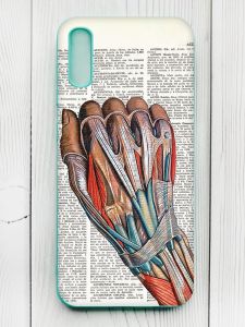 Матовий чохол з бірюзовими боками на Xiaomi Redmi 9А :: Анатомія руки (принт 298)