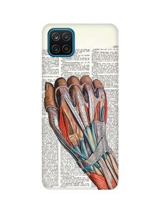 Матовий чохол з бірюзовими боками на Samsung Galaxy A12 :: Анатомія руки (принт 298)