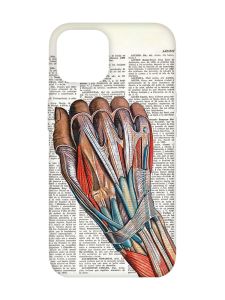 Матовий чохол з бірюзовими боками на Apple iPhone 14 :: Анатомія руки (принт 298)