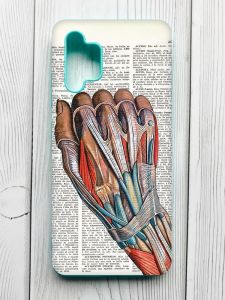 Матовий чохол з бірюзовими боками на Samsung Galaxy A32 :: Анатомія руки (принт 298)