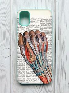 Матовий чохол з бірюзовими боками на Samsung Galaxy A04E / A042 :: Анатомія руки (принт 298)