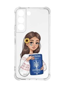 Чохол із потовщеними кутами на Samsung Galaxy S22 :: Дівчина з паспортом (принт 12)