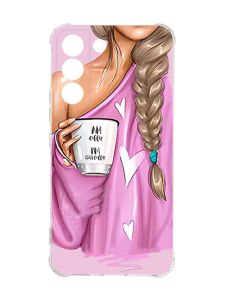 Чохол із потовщеними кутами на Samsung Galaxy S22 :: Дівчина з кавою (принт 58)