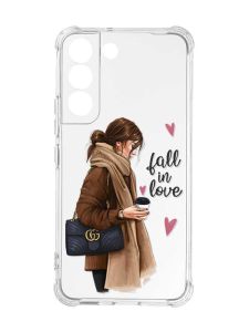 Чохол із потовщеними кутами на Samsung Galaxy S22 :: Дівчина з кавою (принт 112)