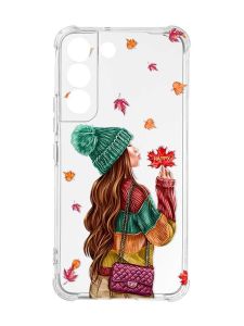 Чохол із потовщеними кутами на Samsung Galaxy S22 :: Дівчина з листям (принт 221)