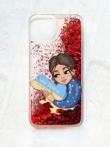 Чохол із плаваючими блискітками на iPhone 14 Червоний :: Моя Україна (принт 2)