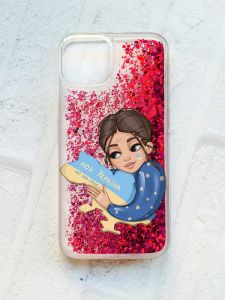 Чохол із плаваючими блискітками на iPhone 13 Рожевий :: Моя Україна (принт 2)