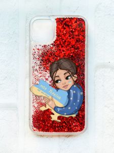 Чохол із плаваючими блискітками на iPhone 11 Червоний :: Моя Україна (принт 2)