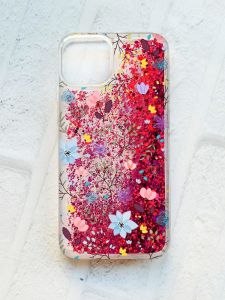 Чохол із плаваючими блискітками на iPhone 13 Рожевий :: Квітковий фон (принт 267)