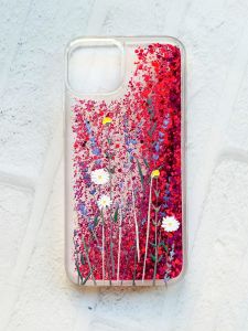 Чохол із плаваючими блискітками на iPhone 14 Рожевий :: Польові квіти (принт 270)