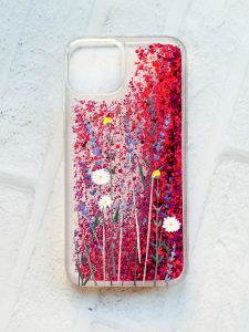 Чохол із плаваючими блискітками на iPhone 13 Рожевий :: Польові квіти (принт 270)