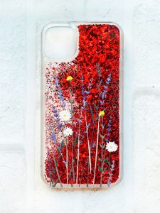 Чохол із плаваючими блискітками на iPhone 11 Червоний :: Польові квіти (принт 270)
