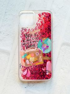 Чохол із плаваючими блискітками на iPhone 14 Рожевий :: Настрій подорожувати (принт 329)